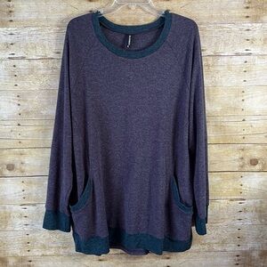 Allegrace Sweatshirt Purple and Gray Distressed Faded Tunic Pockets EUC Size 18W